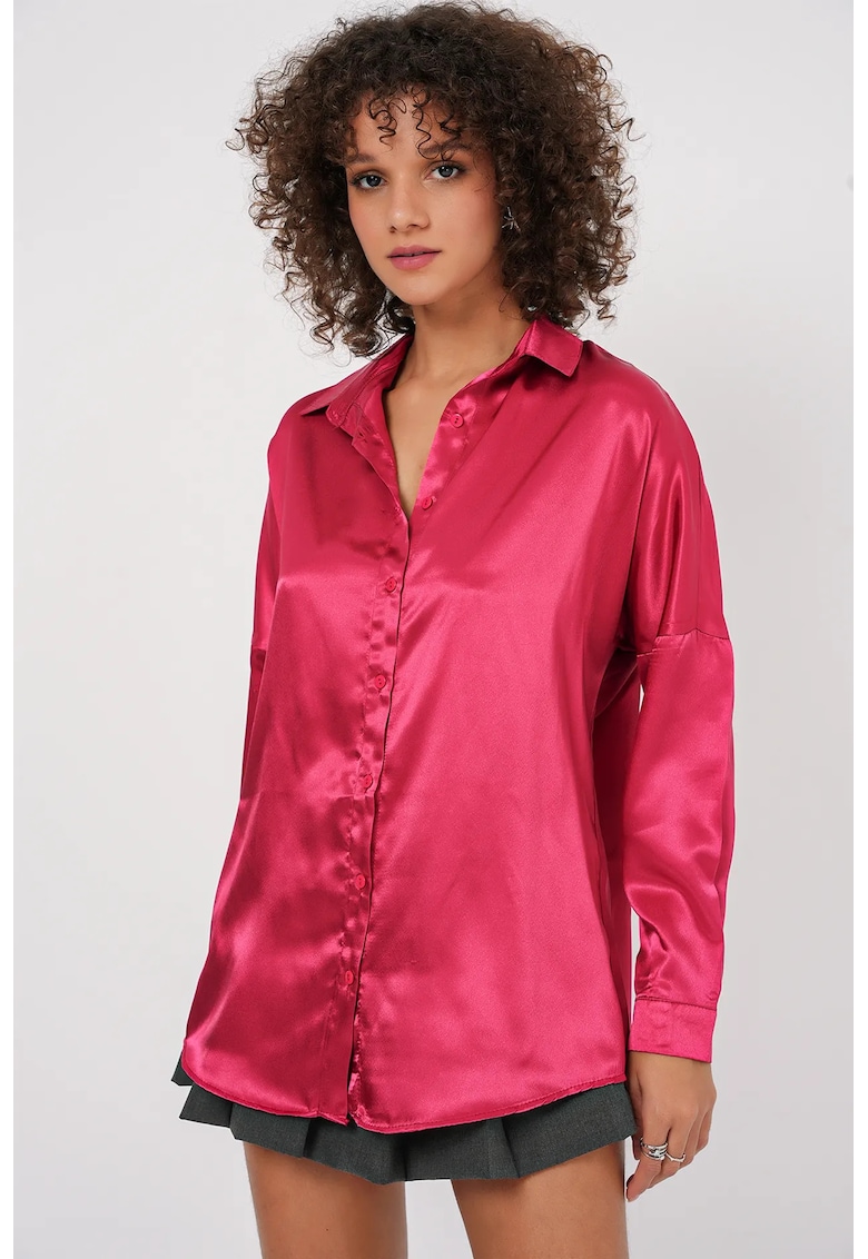 Camasa supradimensionata HiCCUP satin - cu inchidere cu nasturi