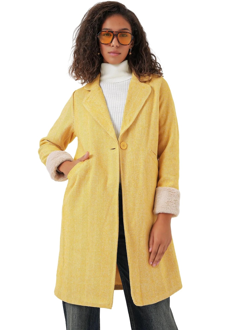 Palton dama - HiCCUP - Galben - Lana/Acril