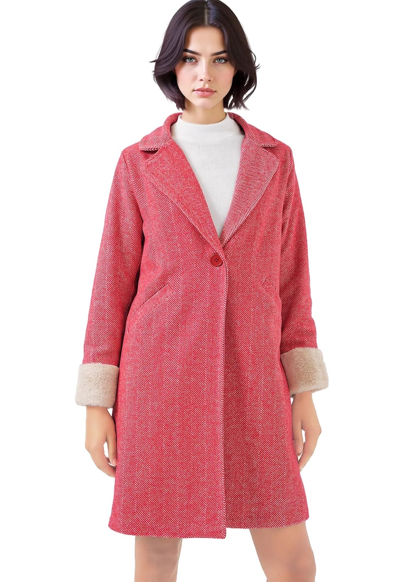 Palton pentru dama - HiCCUP - Lana/Acril - Rosu