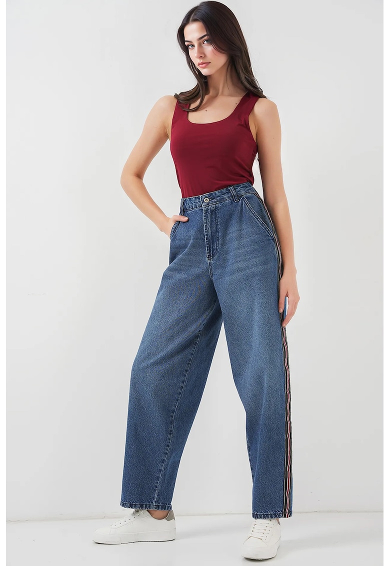 Blugi dama -  BDART - talie inalta - croiala larga - bleumarin - denim