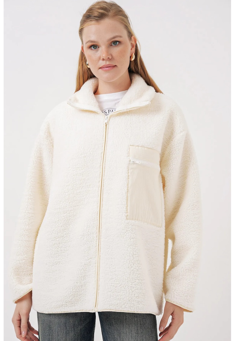 Jacheta dama - Bej - Blana artificiala -