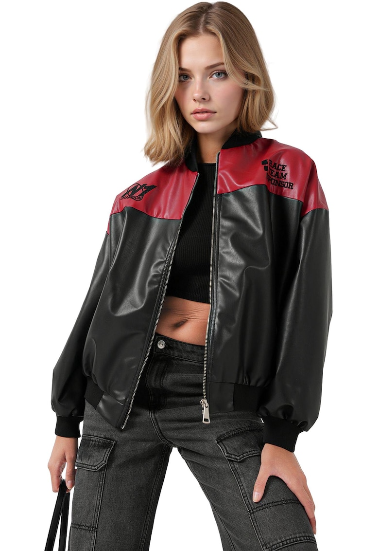 Jacheta scurta - Piele ecologica - Visiniu -