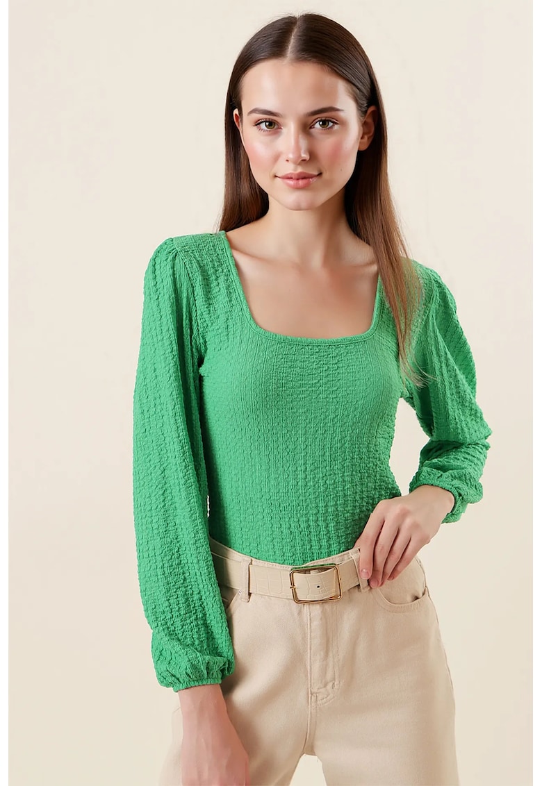 Bluza dama - decolteu patrat - poliester/lycra - verde