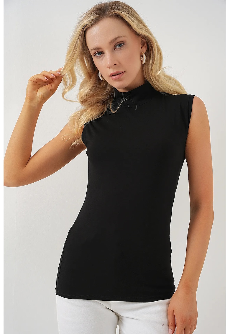 Maiou elegant pentru dama HiCCUP - mulat - vascoza/ycra - negru -