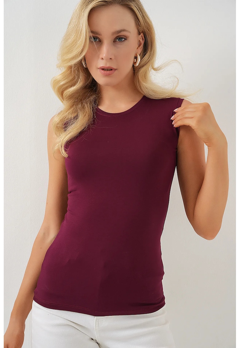 Maiou dama - decolteu rotund - viscoza/lycra - visiniu Maiou dama - decolteu rotund - viscoza/lycra - visiniu