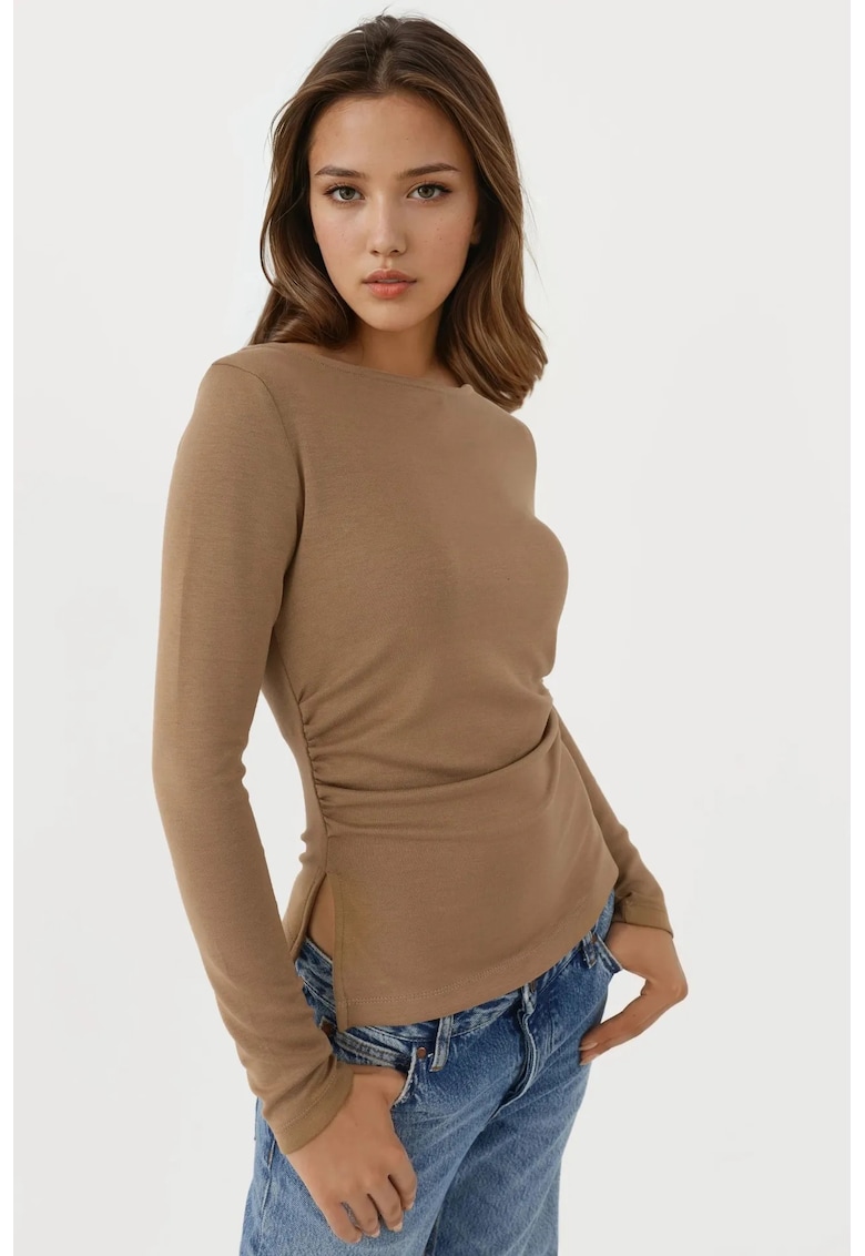 Bluza dama - cu maneca lunga - tricot - bej