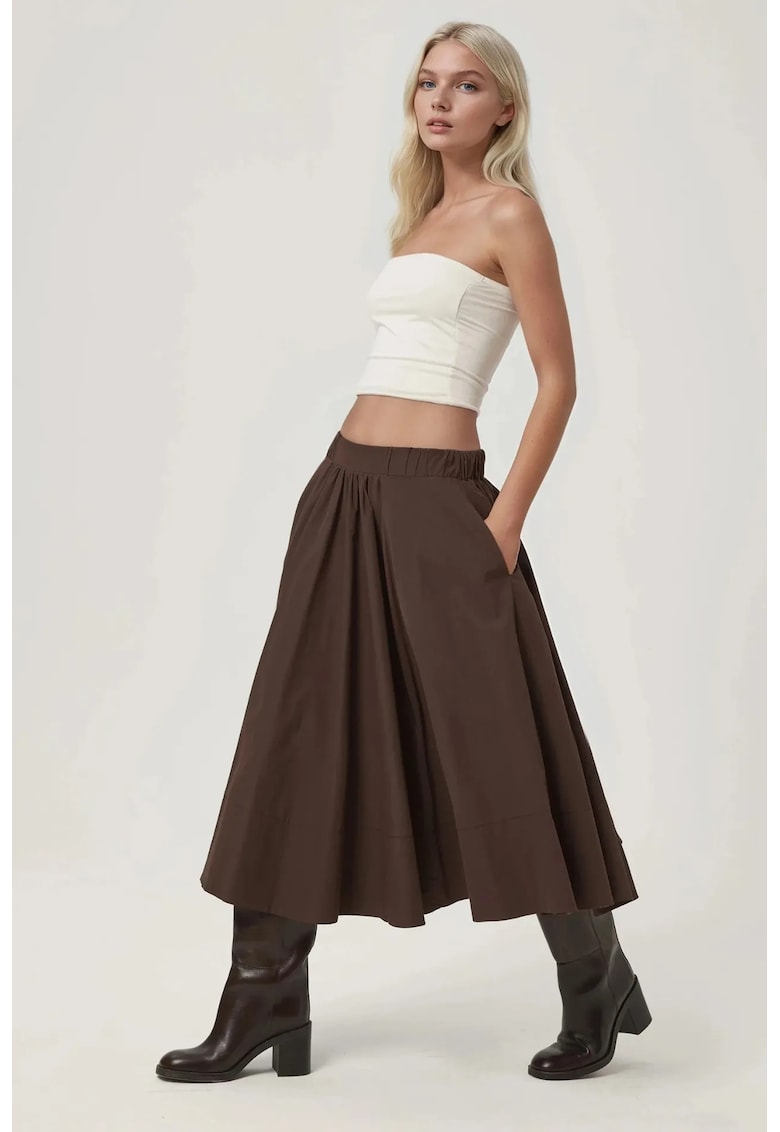 Fusta dama - Fusta Maxi A-Form Fit - maro - material textil