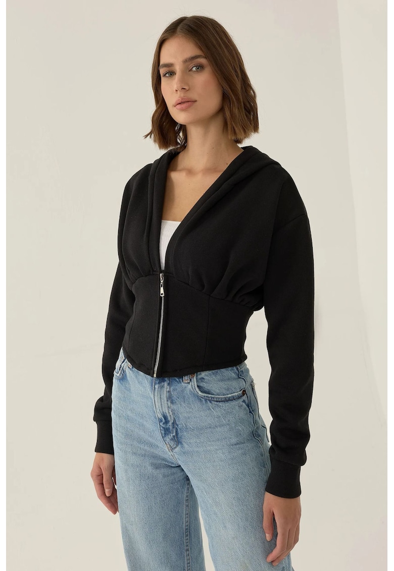 Hanorac Crop Corset - negru - Negru