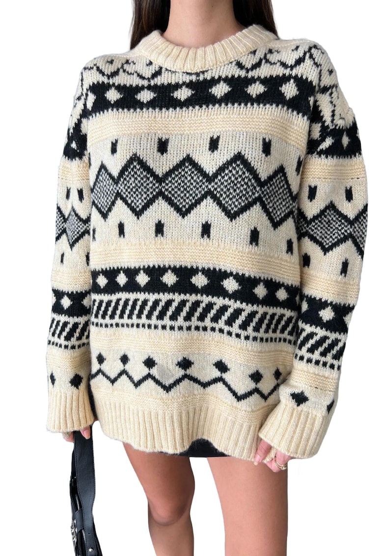 Pulover dama - supradimensionat - bej - tricot -