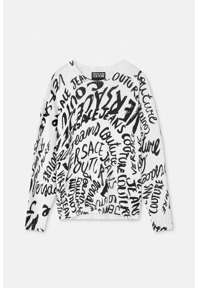 Pulover cu guler rotund și imprimeu