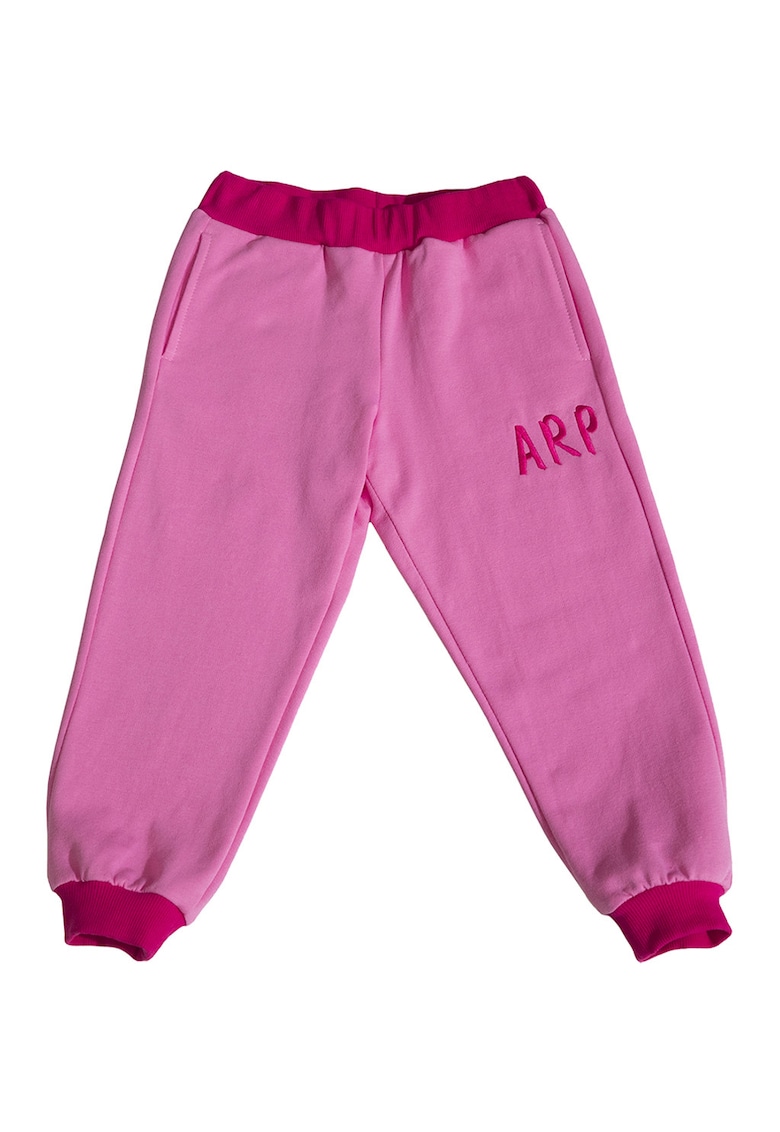 Pantaloni sport din amestec de bumbac cu logo - Fucsia