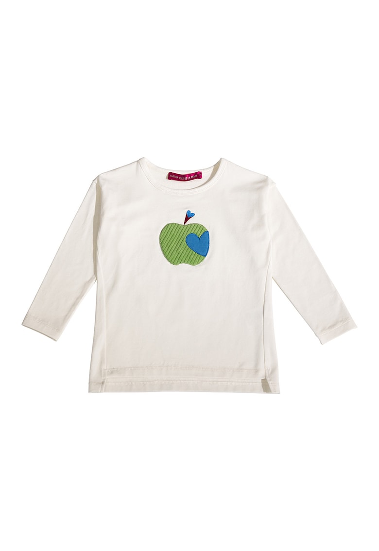 Bluza regular fit cu decolteu la baza gatului - Alb