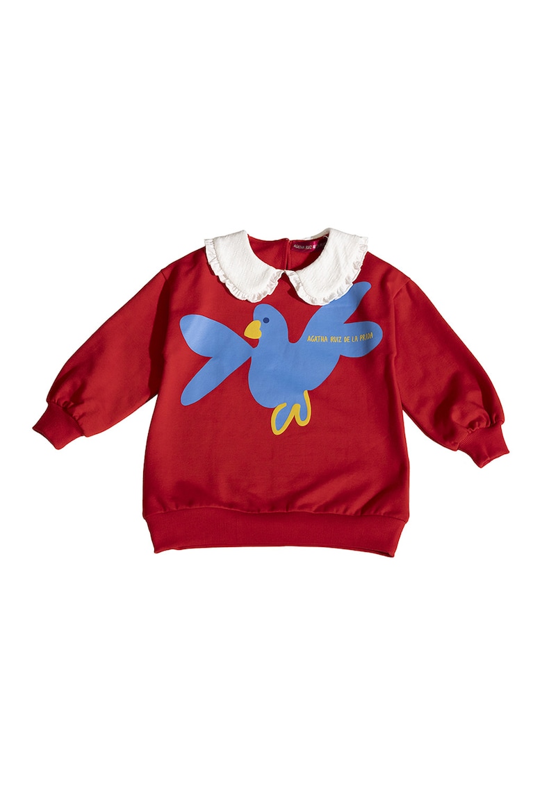 Bluza cu imprimeu si guler Peter Pan