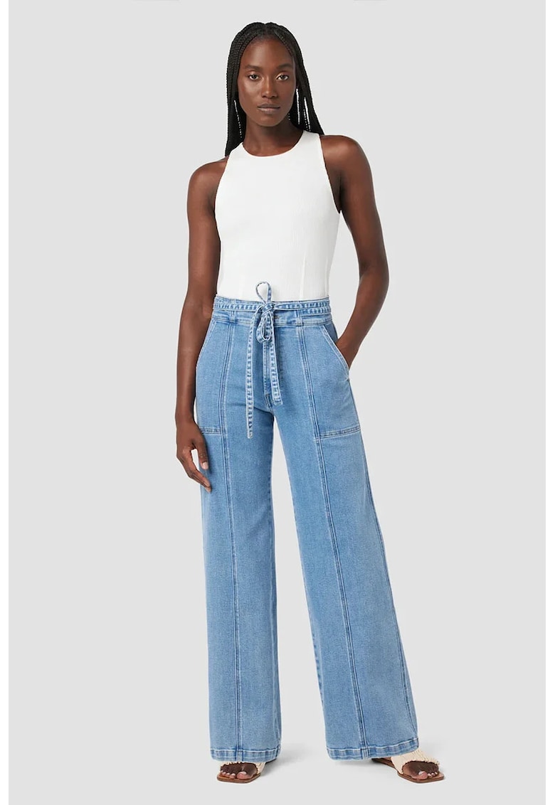 Blugi largi cu talie inalta si snur in talie
