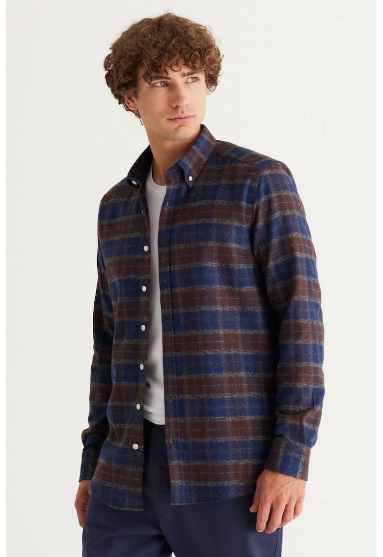 Camasa cu nasturi si model in carouri Camasa cu nasturi si model in carouri