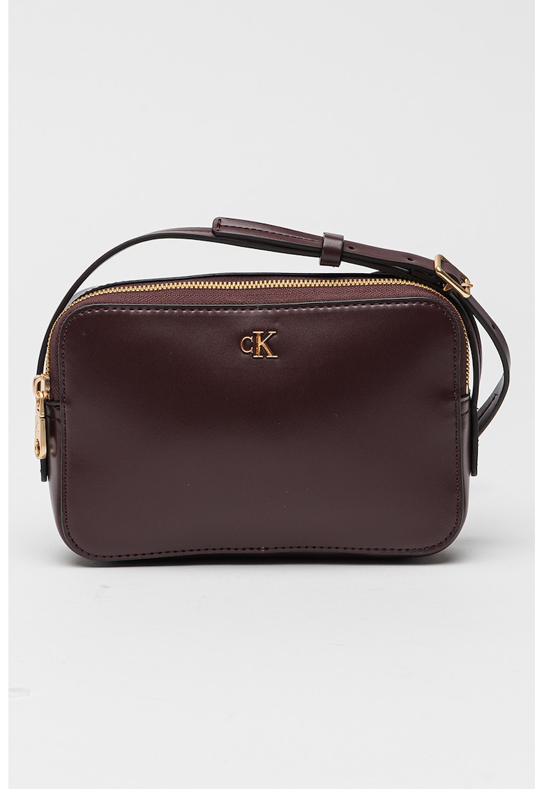 Geanta crossbody de piele ecologica cu bareta ajustabila - Violet aubergine