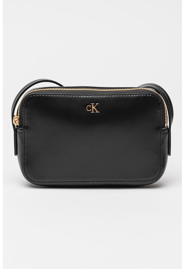 Geanta crossbody de piele ecologica cu bareta ajustabila - Negru