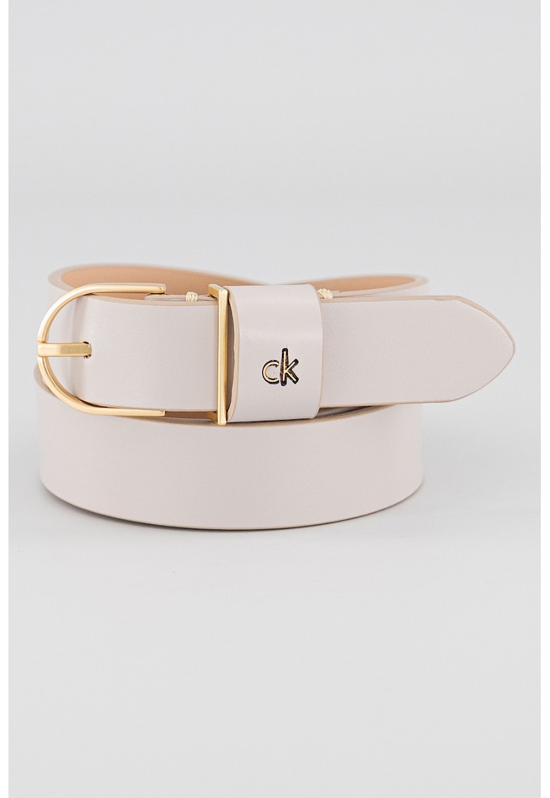 Calvin Klein Curea de piele cu catarama metalica - Maro taupe deschis
