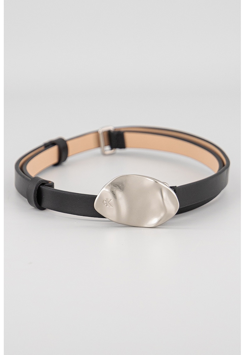 Curea skinny de piele cu accesoriu metalic