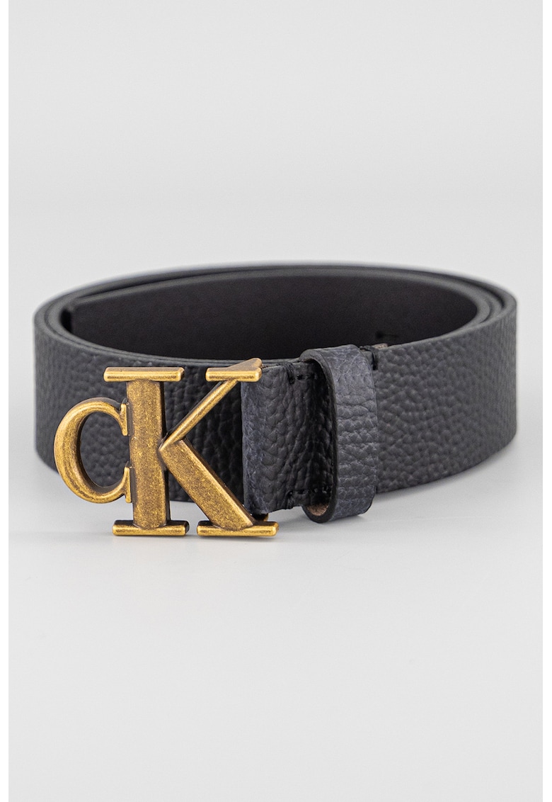 Curea din piele cu logo metalic