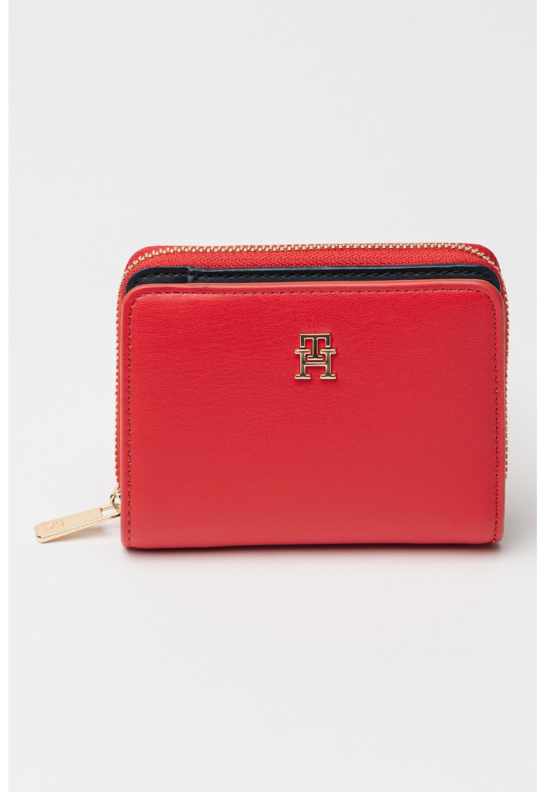 Portofel de piele ecologica cu fermoar si logo metalic