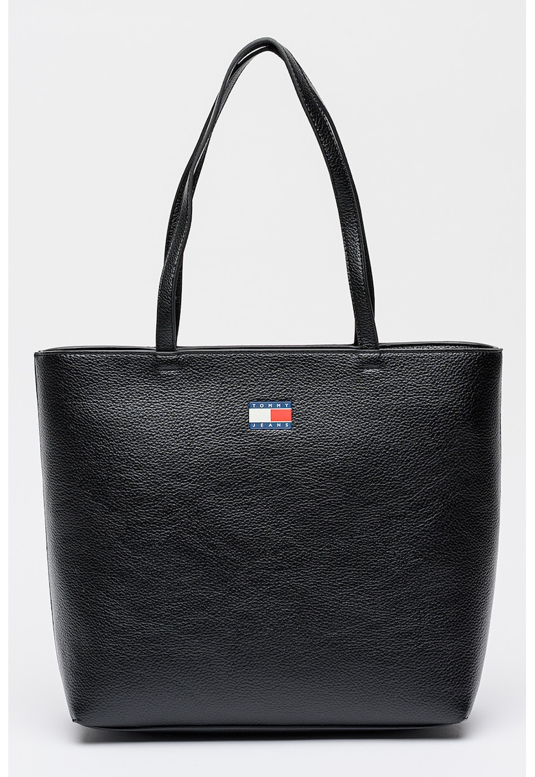 Geanta tote din piele ecologica cu detaliu logo