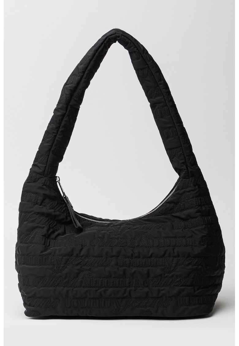 Geanta hobo din material textil cu bareta fixa de umar Geanta hobo din material textil cu bareta fixa de umar