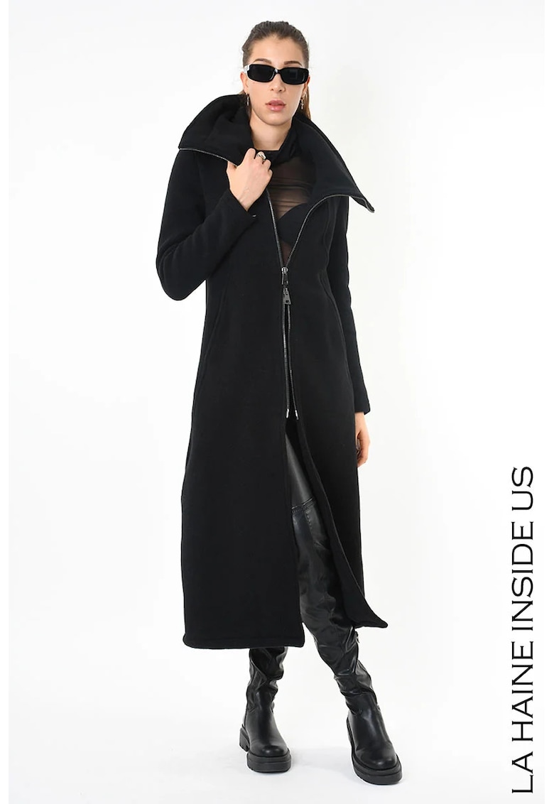 Palton lung cu închidere frontală prin fermoar