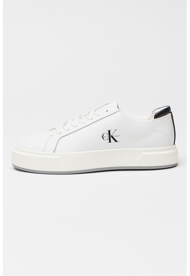 Pantofi sport din piele cu logo - Alb