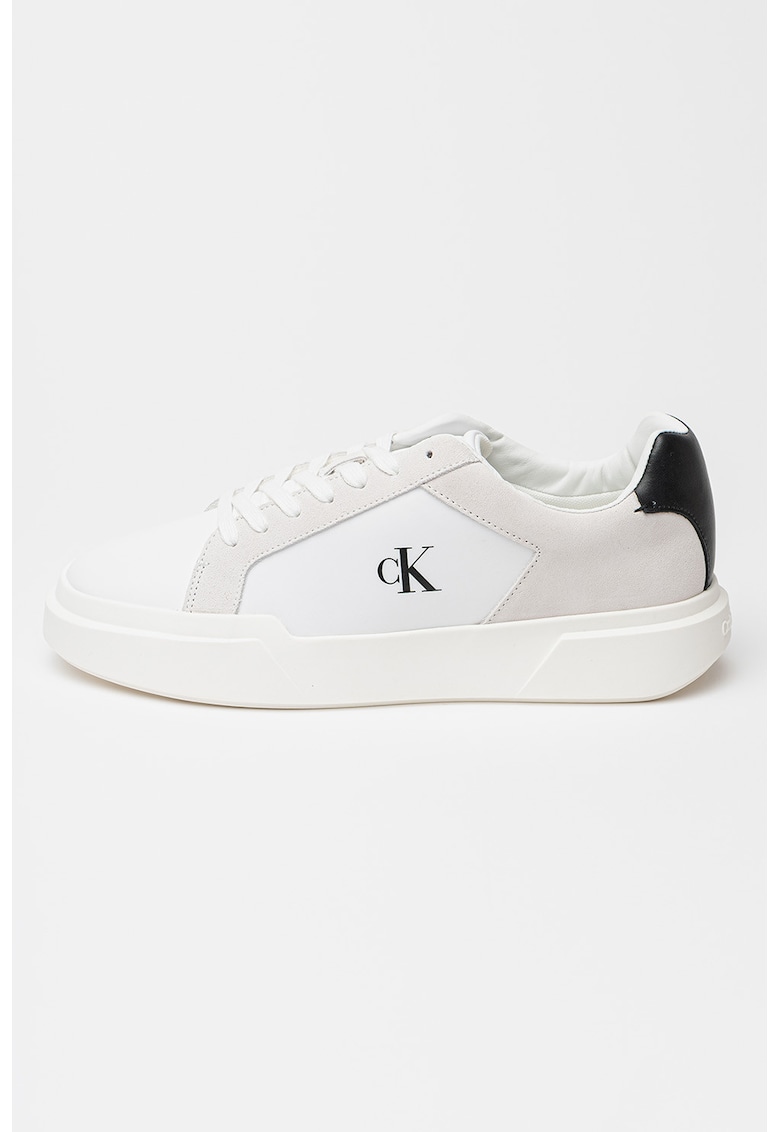 Pantofi sport din piele intoarsa si material textil cu logo si aspect masiv - Negru stins/Alb optic