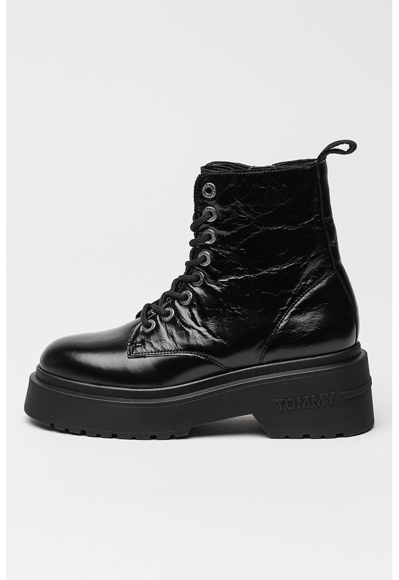 Ghete din piele cu talpa flatform Ghete din piele cu talpa flatform