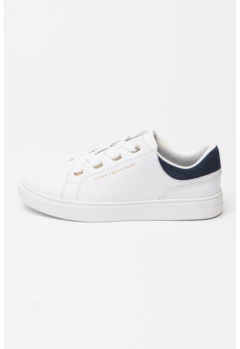 Pantofi sport flatform din piele - Auriu/Alb optic/Bleumarin