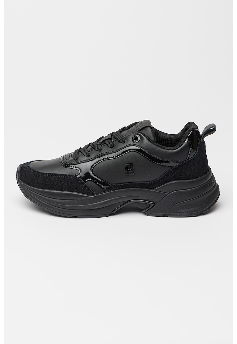 Pantofi sport demi-wedge din piele lacuita cu aspect masiv - pentru alergare