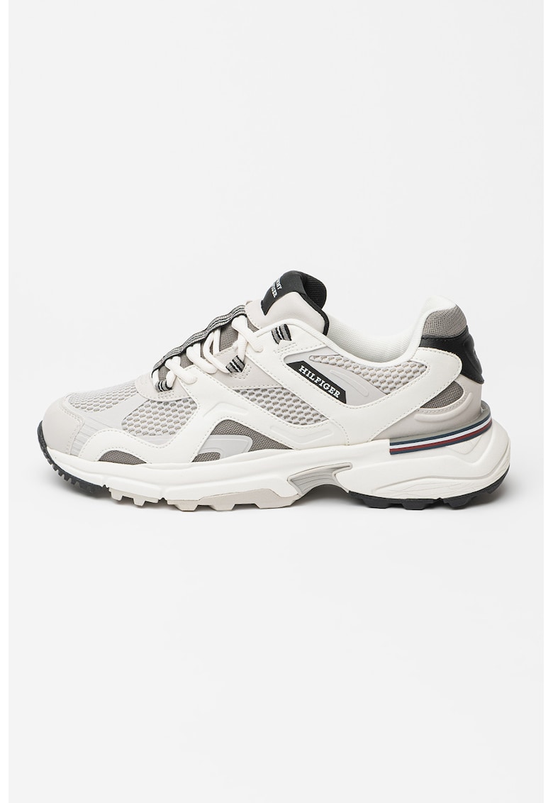 Pantofi sport din plasa cu garnituri din piele ecologica