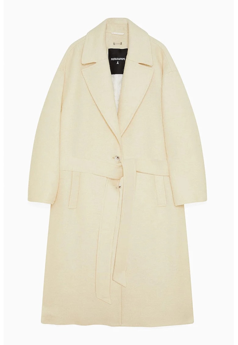 Palton lung cu cordon în talie