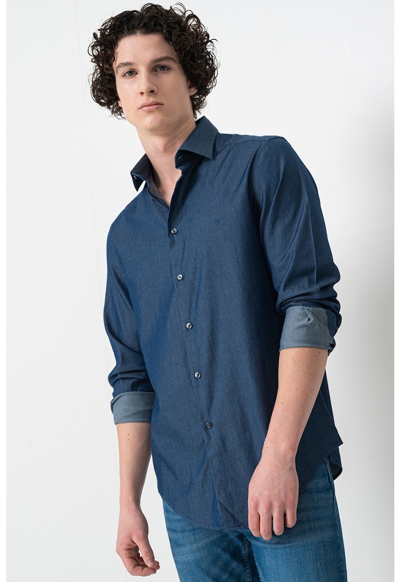 Camasa regular fit din material chambray