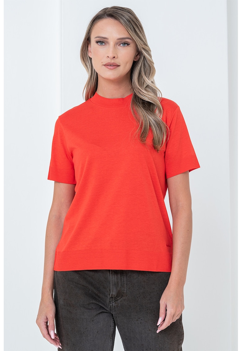 Tricou din amestec de lyocell cu decolteu la baza gatului