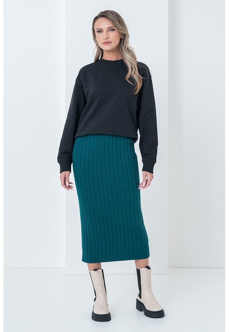 Bluza de trening cu decolteu la baza gatului si model monograma