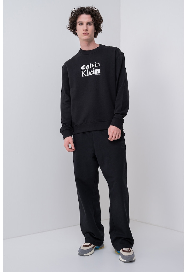 Bluza de trening cu imprimeu logo - Alb/Negru