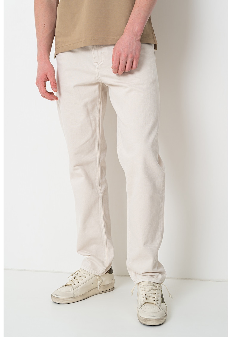 Blugi relaxed fit cu talie medie - Alb fildes
