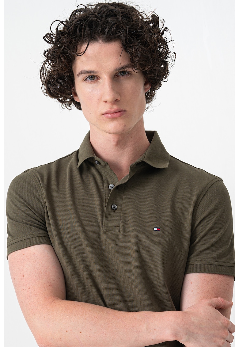 Tricou polo slim fit din amestec de bumbac organic