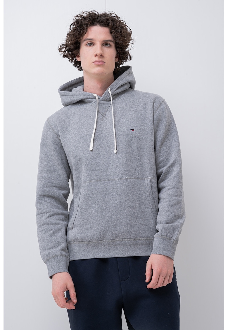 Hanorac cu buzunar kangaroo - Gri deschis melange