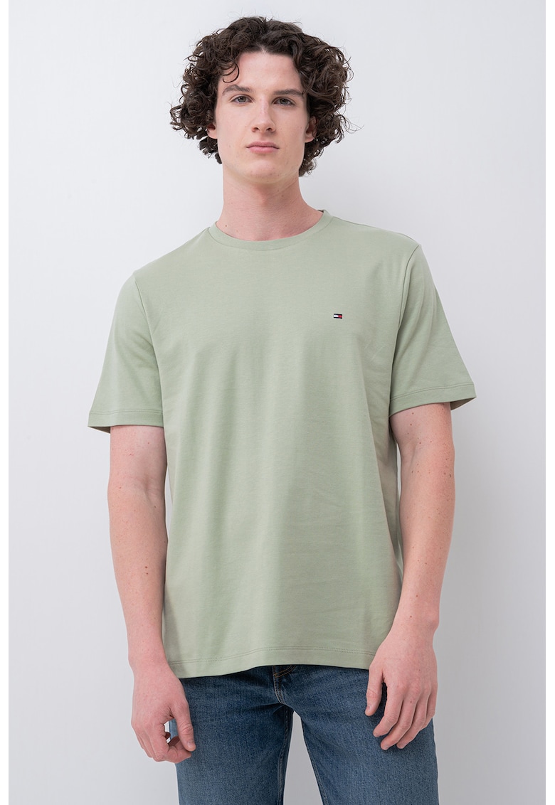 Tricou de bumbac organic cu logo discret - Verde deschis