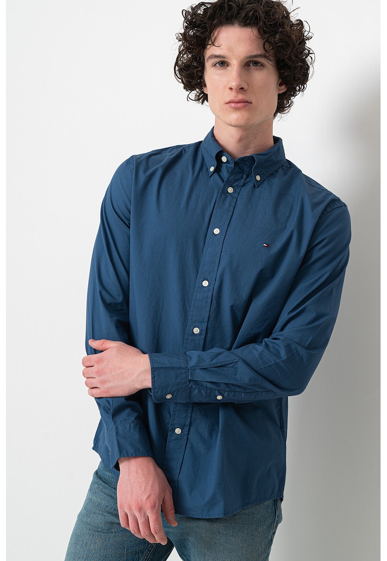 Camasa regular fit din bumbac - Albastru prafuit