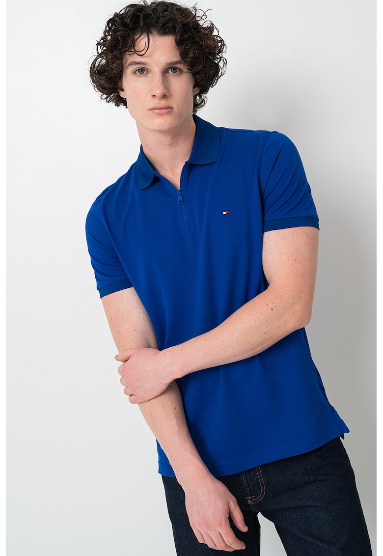 Tricou cu guler polo cu fermoar