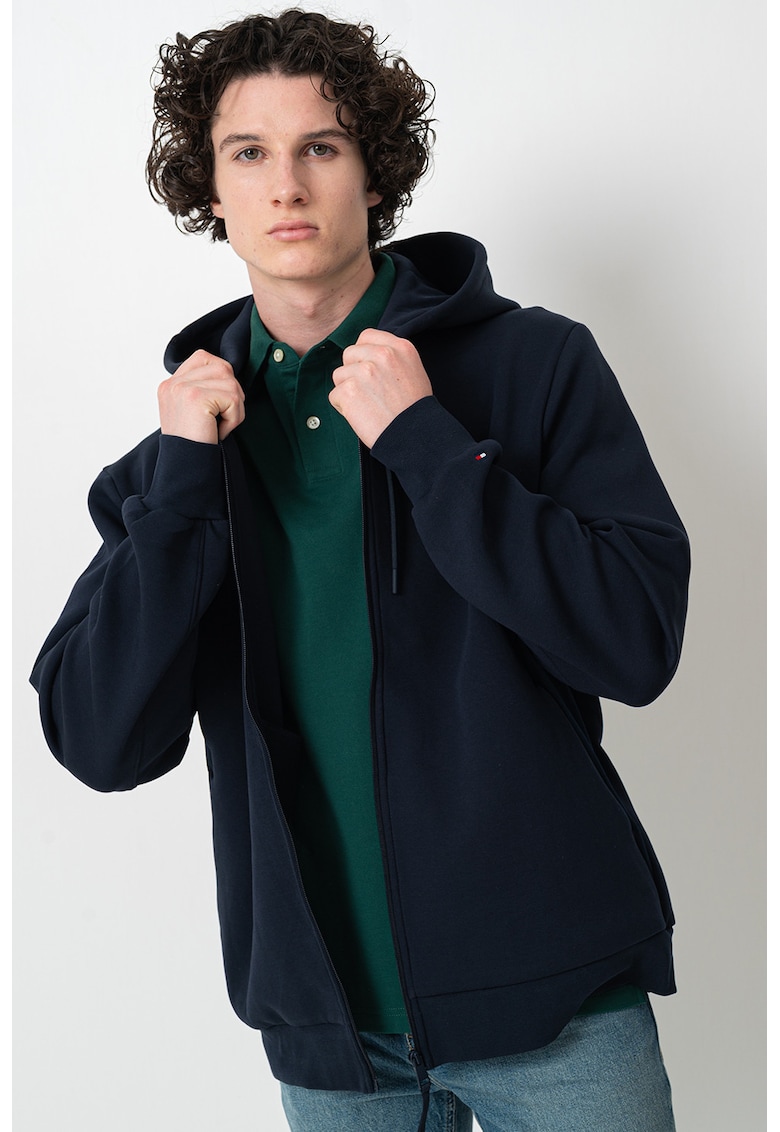 Hanorac din amestec de bumbac cu fermoar - Albastru ultramarin