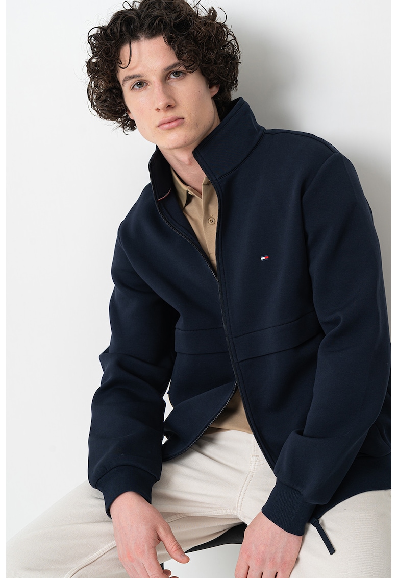 Bluza de trening din amestec de bumbac cu fermoar - Albastru ultramarin