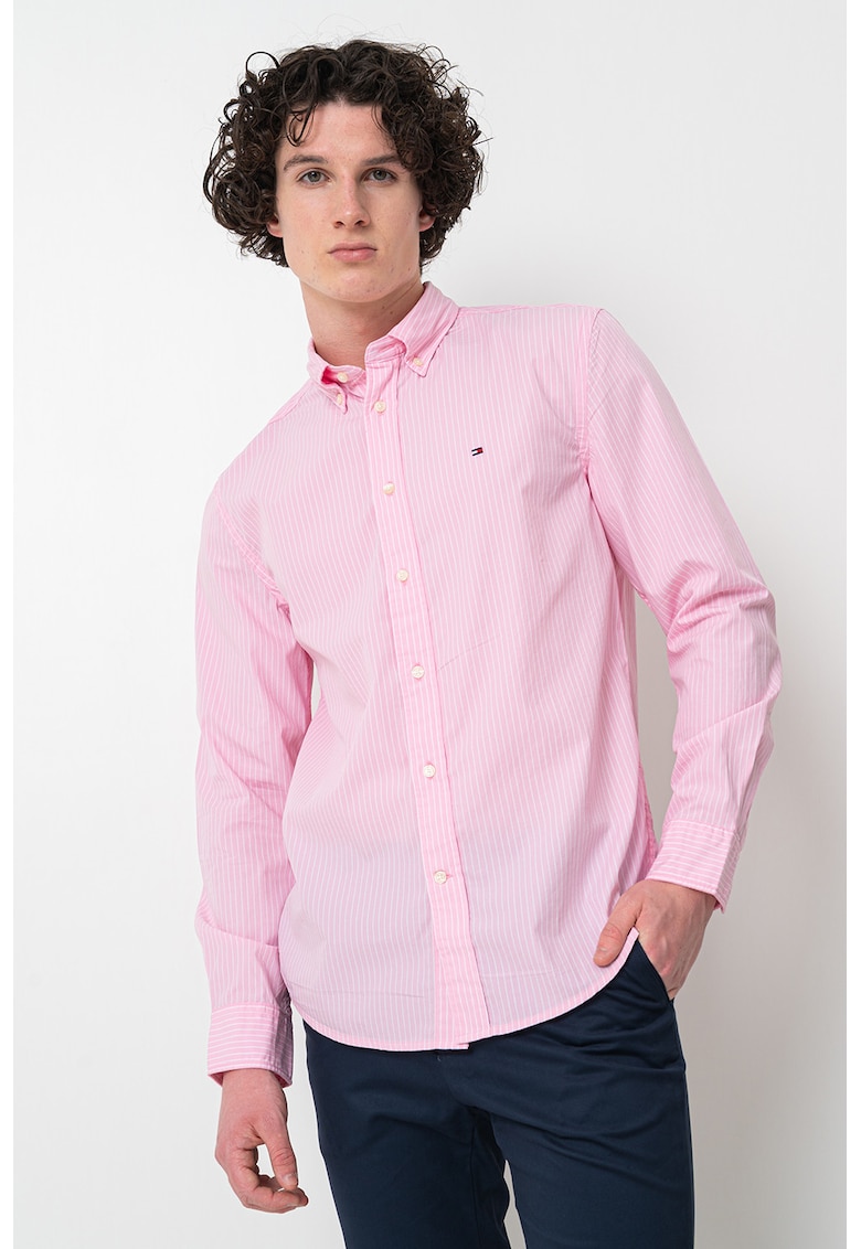 Camasa din bumbac cu maneci lungi si detaliu logo Camasa din bumbac cu maneci lungi si detaliu logo