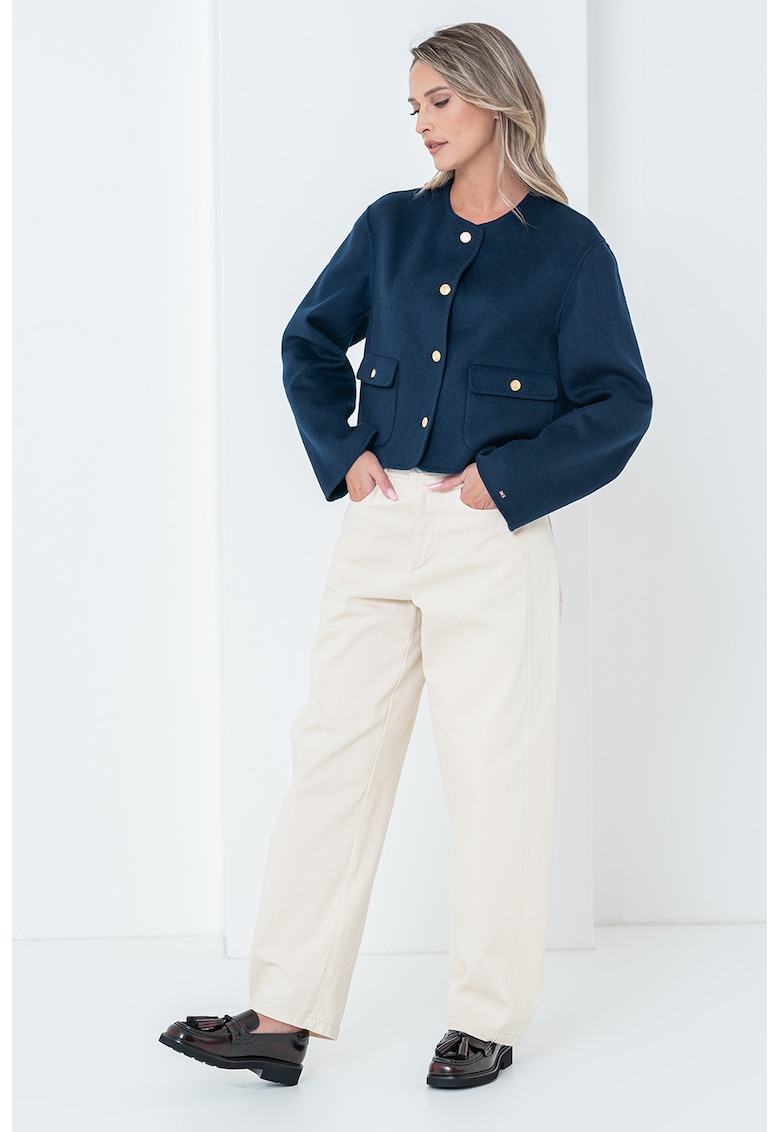 Sacou crop din amestec de lana