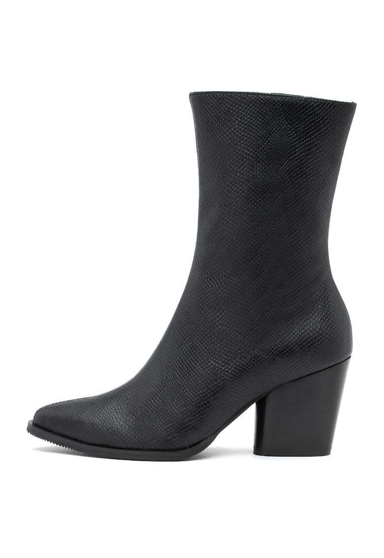 Cizme medii din piele ecologica texturata